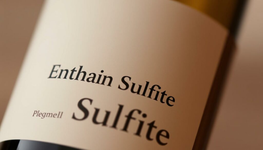 Etikett mit Hinweis enthält Sulfite