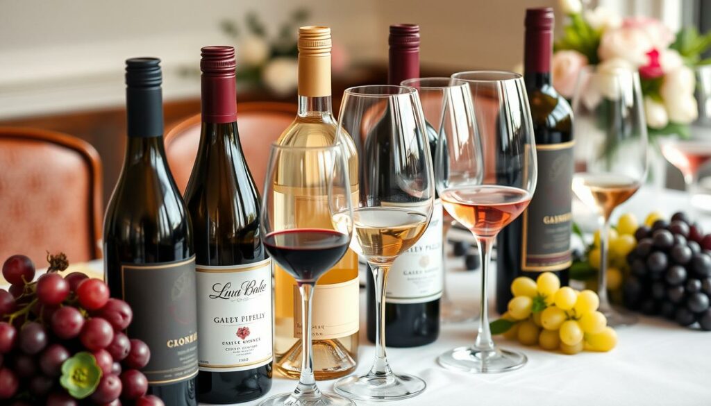 Generiere ein Bild von verschiedenen Weinarten