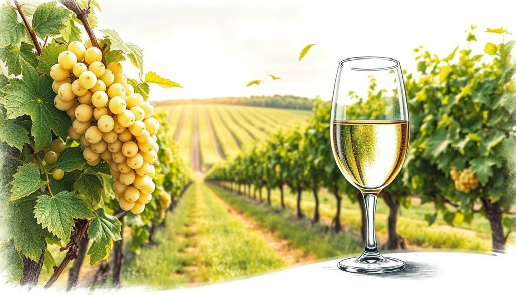 A sun-dappled vineyard in the Pfalz region, verdant rows of vines stretching towards the horizon. Bunches of ripe white grapes glisten, their golden hues complemented by the soft, warm light. In the foreground, a crystal clear glass of Pfalz Riesling captures the essence of the region - crisp, fruity, and bursting with vibrant acidity. The scene is rendered in a muted, pencil-sketch style, with splashes of color highlighting the wine's alluring clarity and the lush foliage surrounding it. A serene, inviting tableau that evokes the Pfalz's reputation for exceptional white wines. A sun-dappled vineyard in the Pfalz region, verdant rows of vines stretching towards the horizon. Bunches of ripe white grapes glisten, their golden hues complemented by the soft, warm light. In the foreground, a crystal clear glass of Pfalz Riesling captures the essence of the region - crisp, fruity, and bursting with vibrant acidity. The scene is rendered in a muted, pencil-sketch style, with splashes of color highlighting the wine's alluring clarity and the lush foliage surrounding it. A serene, inviting tableau that evokes the Pfalz's reputation for exceptional white wines.