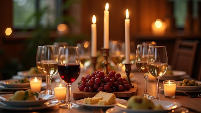 Tischdeko für Weinabend-Titel